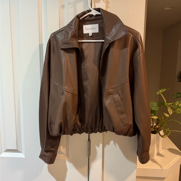 Lucy Paris Jackets & Blazers - Lucy Paris Chocolate Brown Faux Leather Jacket